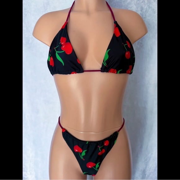 Black & Red, Cherry, Bikini Set - Picture 2 of 6
